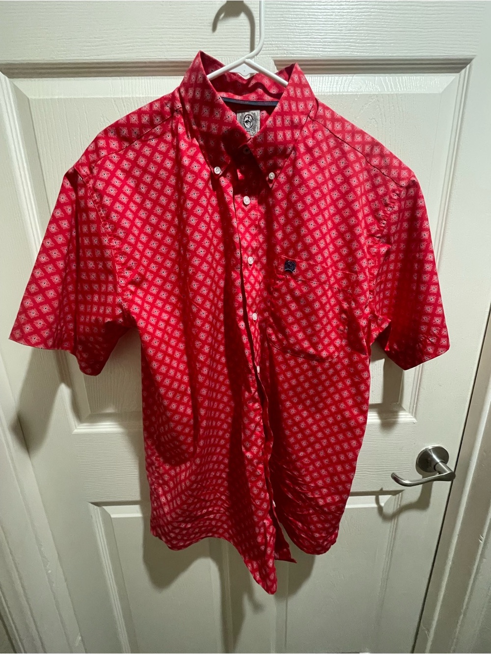 Cinch Men's Red Geometric Print Button Down Western Shirt Medium